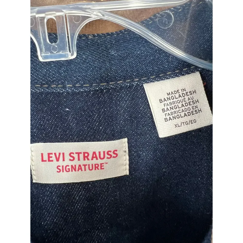 Levis Chore Barn Coat Shacket Denim XL Blue Jean Corduroy Collar Utility NWT - Picture 7 of 9